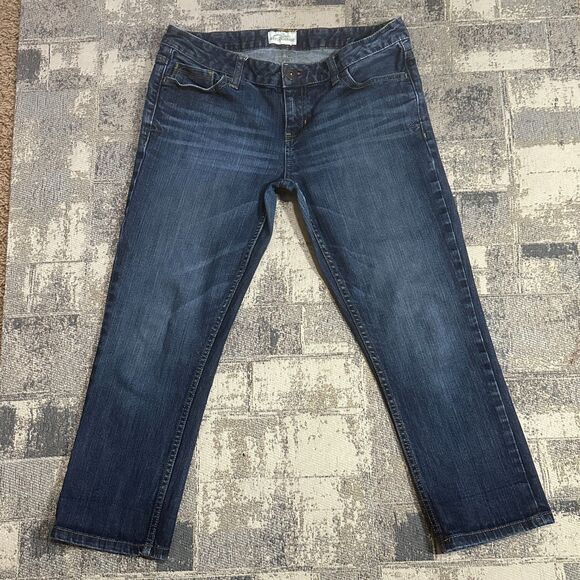 Aeropostale Capri Womens Jeans 9/10 Blue Dark Denim Flap Pockets Low Rise Pants - Picture 2 of 11